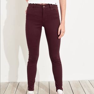 Hollister super skinny burgundy jeans